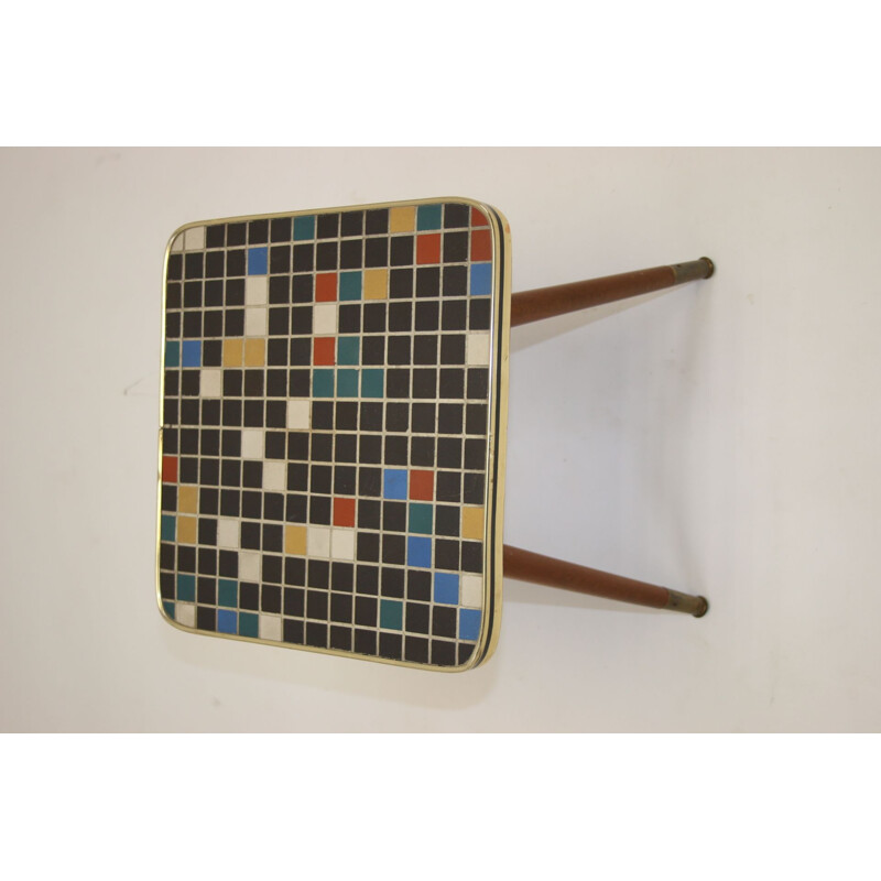 Vintage plant table with mosaic tile top 4 sides 1960s