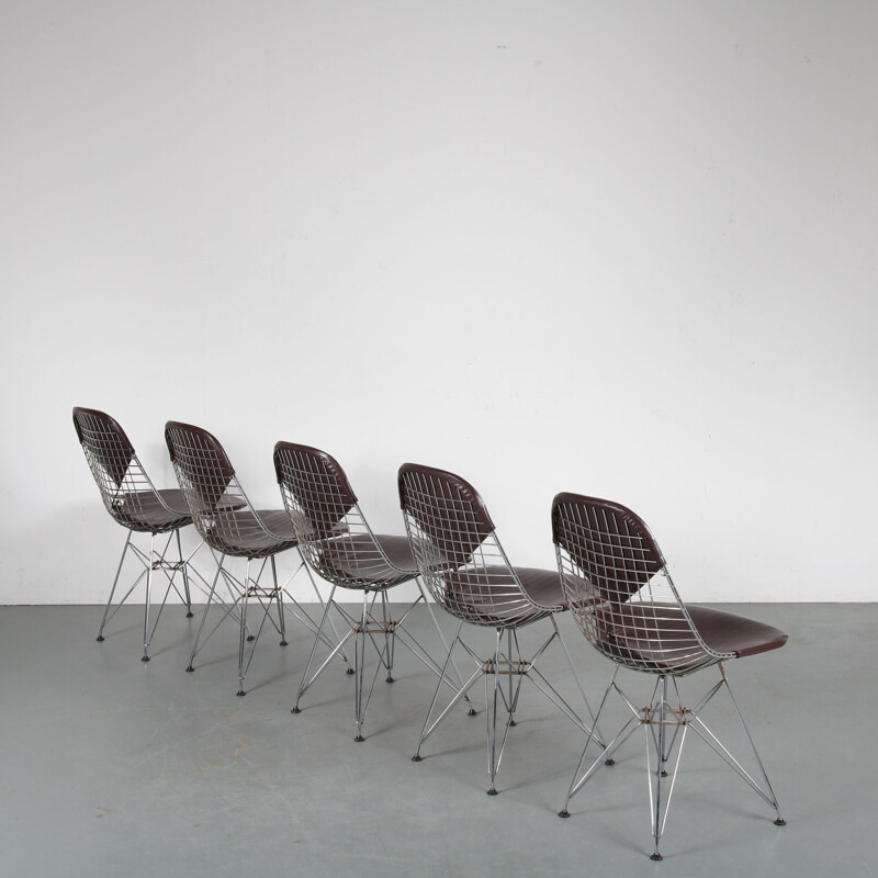 Lot de 5 chaises vintage de salle à manger Bikini aux États-Unis 1960 