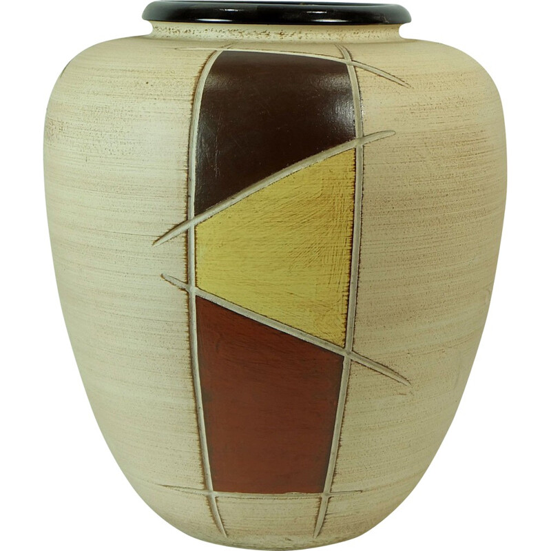 Vase allemand Duemler & Breiden beige en céramique - 1950