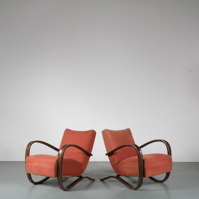 Pair of Vintage Jindrich Halabala Chairs for Up Zadovy from Czech, 1930s