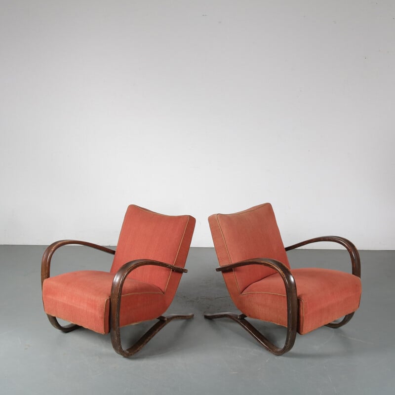 Pair of Vintage Jindrich Halabala Chairs for Up Zadovy from Czech, 1930s