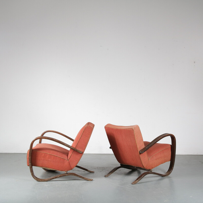 Pair of Vintage Jindrich Halabala Chairs for Up Zadovy from Czech, 1930s