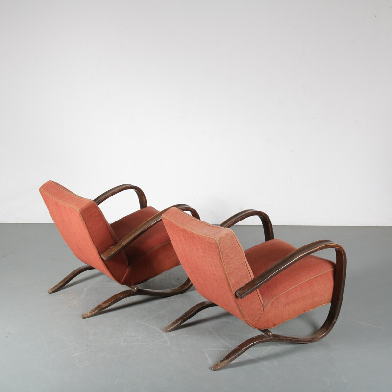 Pair of Vintage Jindrich Halabala Chairs for Up Zadovy from Czech, 1930s