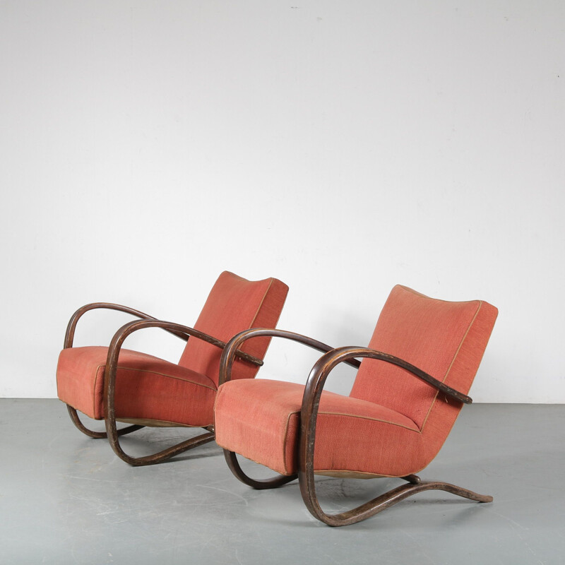 Pair of Vintage Jindrich Halabala Chairs for Up Zadovy from Czech, 1930s