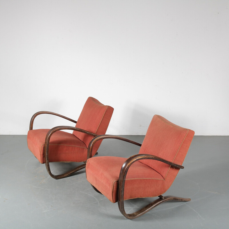 Pair of Vintage Jindrich Halabala Chairs for Up Zadovy from Czech, 1930s