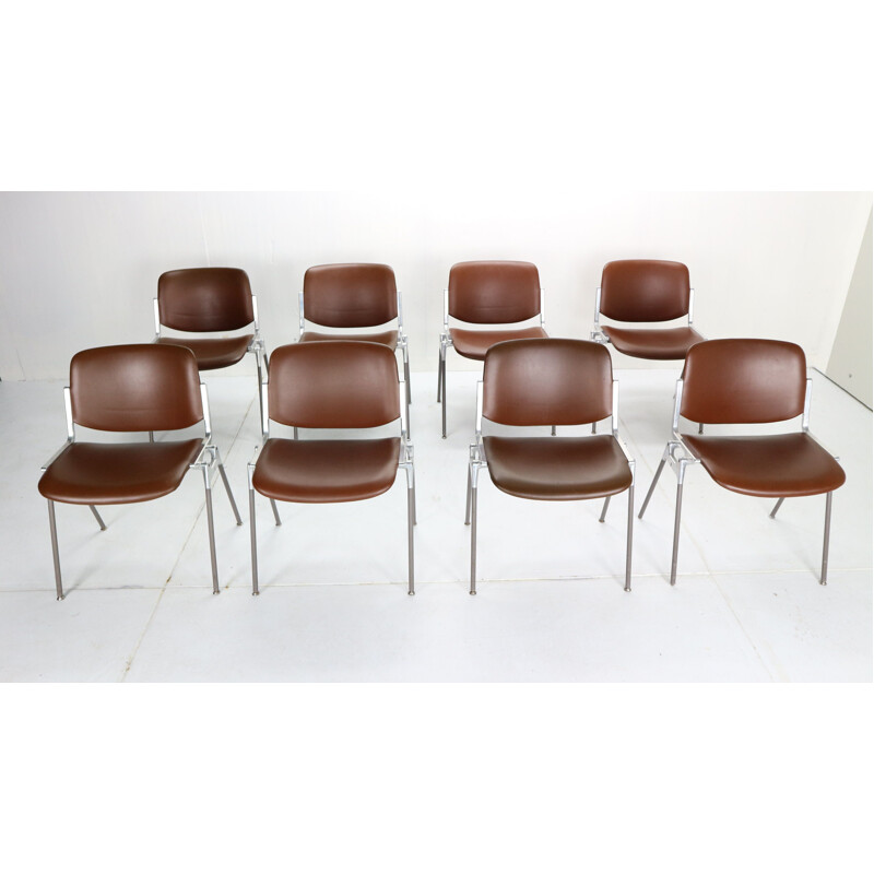 Set of 8 vintage Giancarlo Piretti for Castelli Dinning Chairs, Italy, 1960