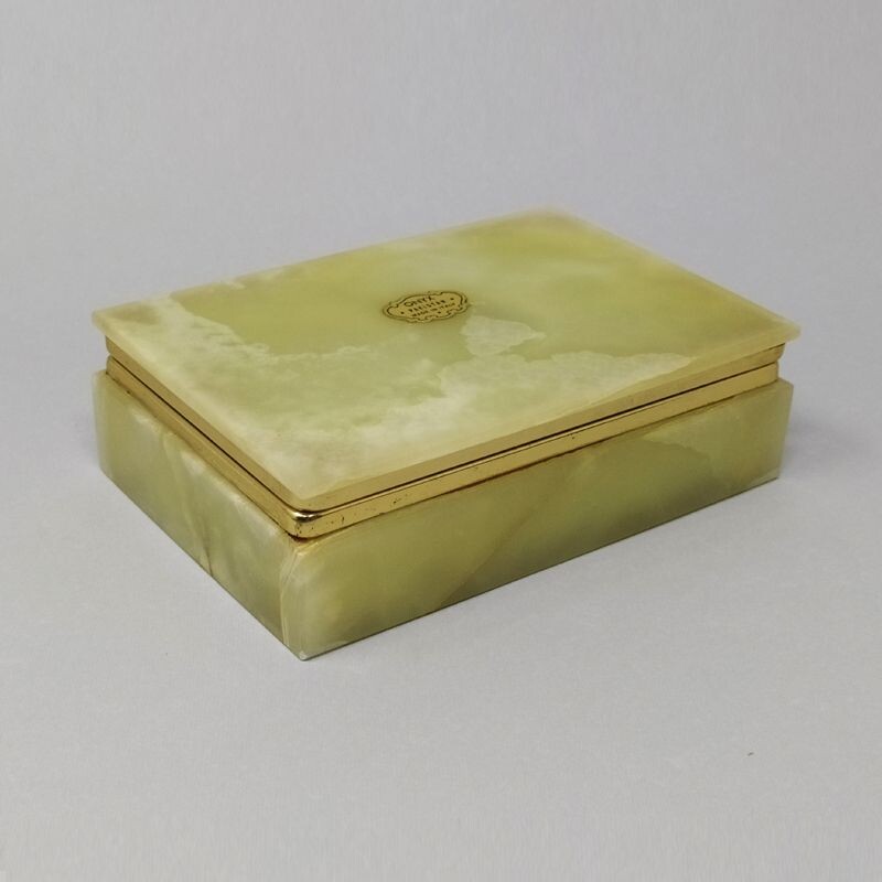 Vintage Green Onyx Box Italy 1960s