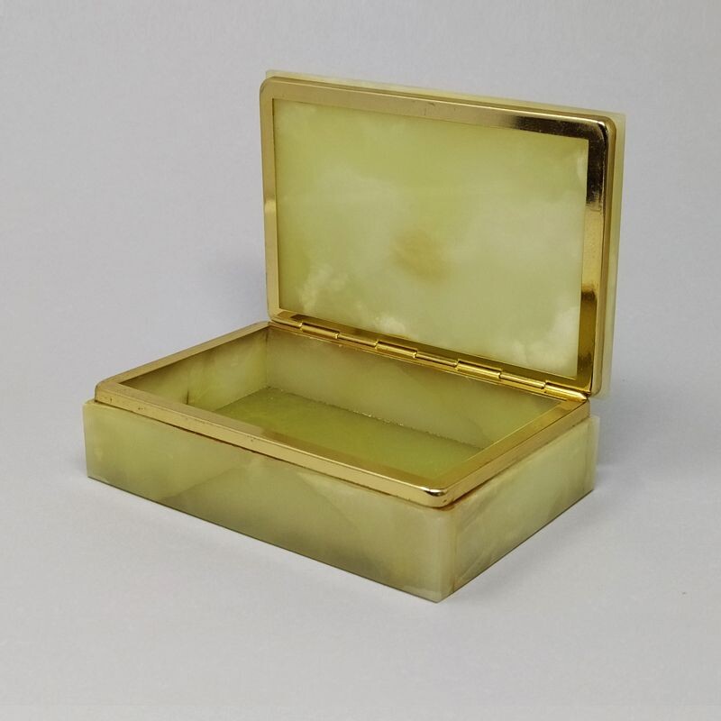 Vintage Green Onyx Box Italy 1960s