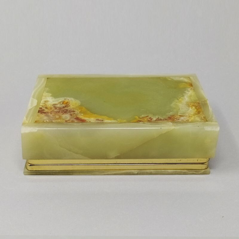 Vintage Green Onyx Box Italy 1960s