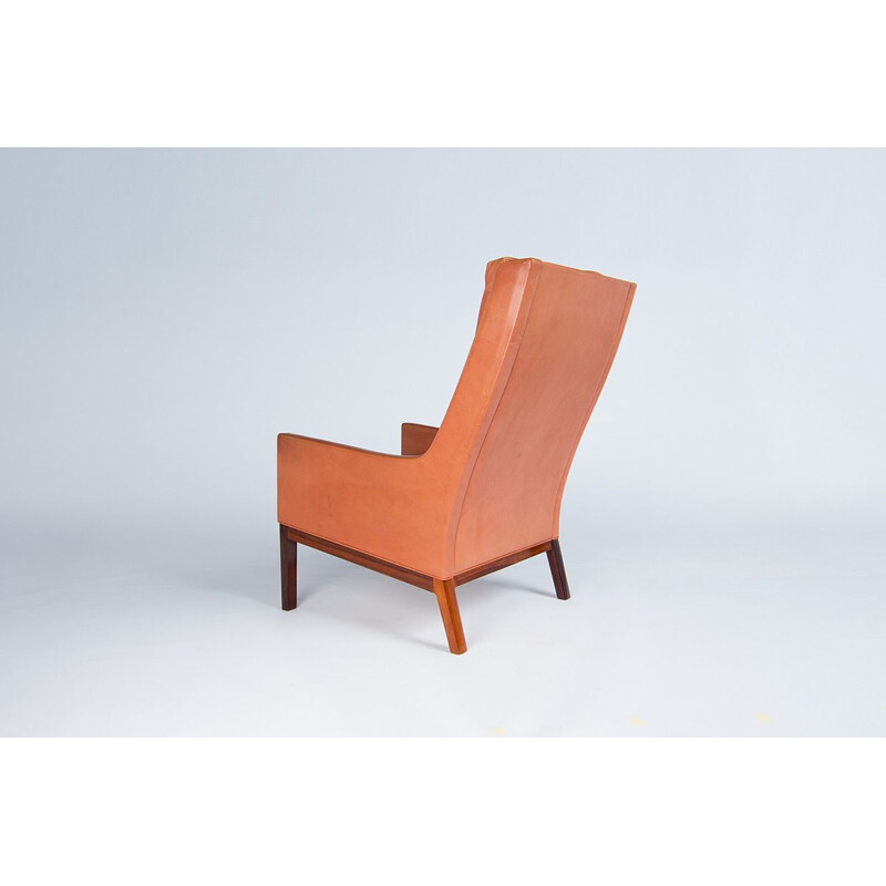 Fauteuil vintage cuir & palissandre, par Kai Lyngfeldt Larsen Danemark, 1950