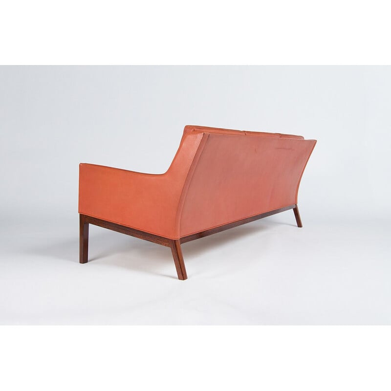 Vintage Sofa in Leather & Rosewood by Kai Lyngfeldt Larsen, Danish 1950s