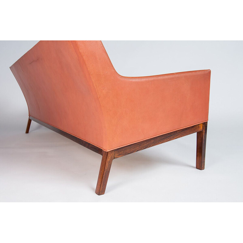 Vintage Sofa in Leather & Rosewood by Kai Lyngfeldt Larsen, Danish 1950s