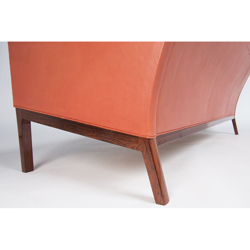 Vintage Sofa in Leather & Rosewood by Kai Lyngfeldt Larsen, Danish 1950s