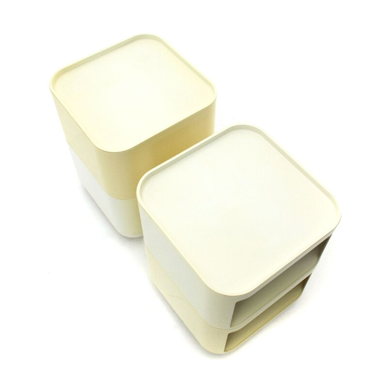 Pair of vintage Square Componibili Containers by Anna Castelli Ferrieri for Kartell, 1970s