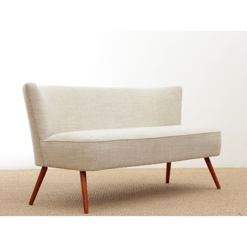 Vintage cocktail bench in pure new wool Kvadrat Molly fabric