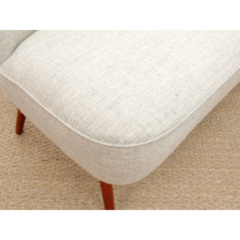 Vintage cocktail bench in pure new wool Kvadrat Molly fabric