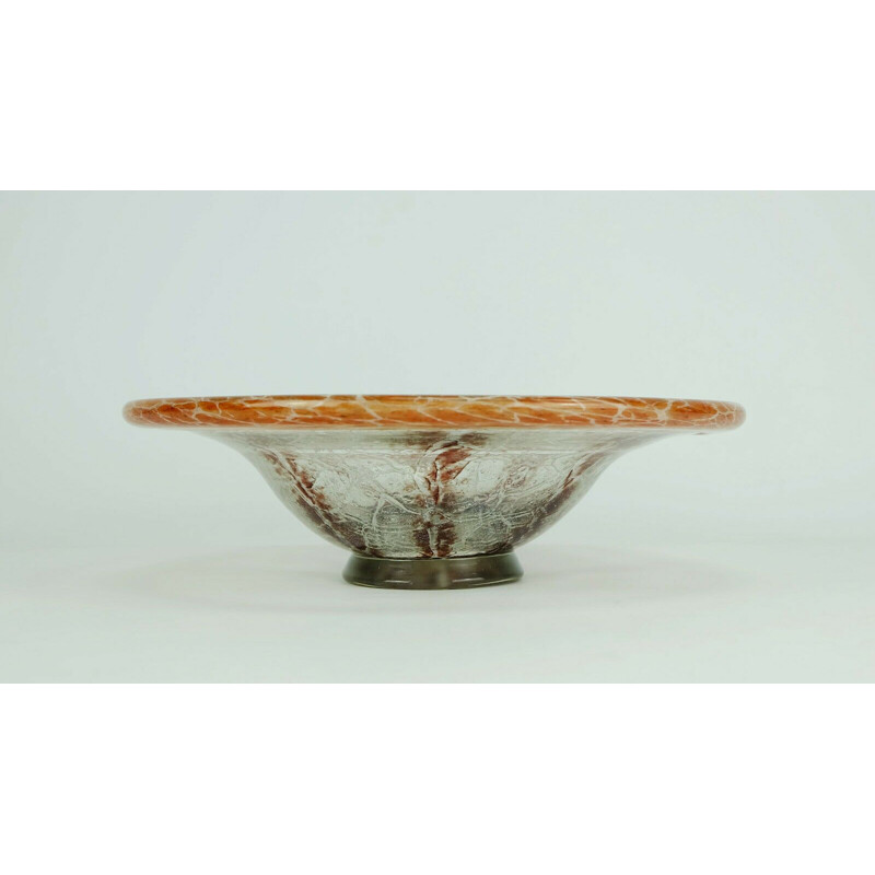 Vintage glass Bowl  orange and dark red by Karl Wiedmann  WMF art deco ikora 1930s