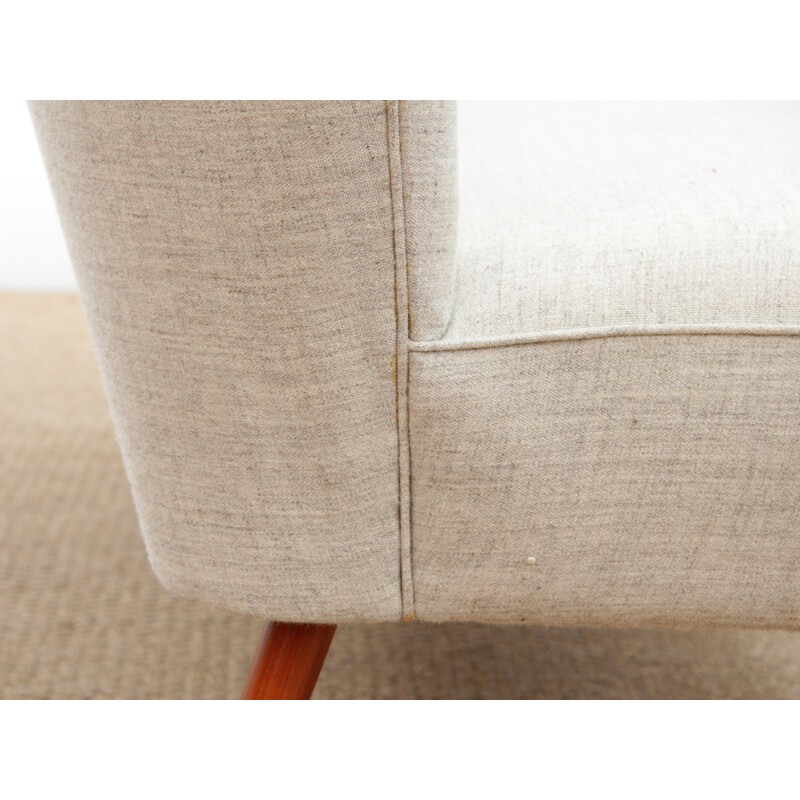 Vintage cocktail bench in pure new wool Kvadrat Molly fabric