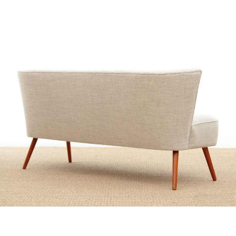 Vintage cocktail bench in pure new wool Kvadrat Molly fabric