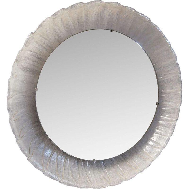 Vintage round Hillebrand mirror with backlighting 1970s