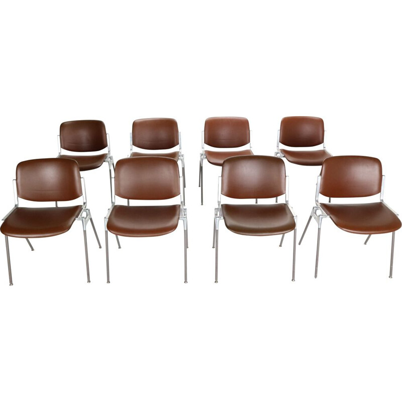 Set of 8 vintage Giancarlo Piretti for Castelli Dinning Chairs, Italy, 1960