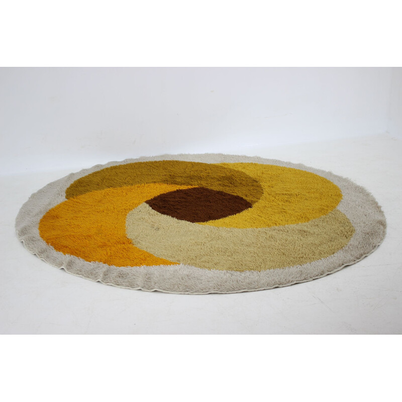 Mid Century Round Carpet  Rug, Denmark, 1960s