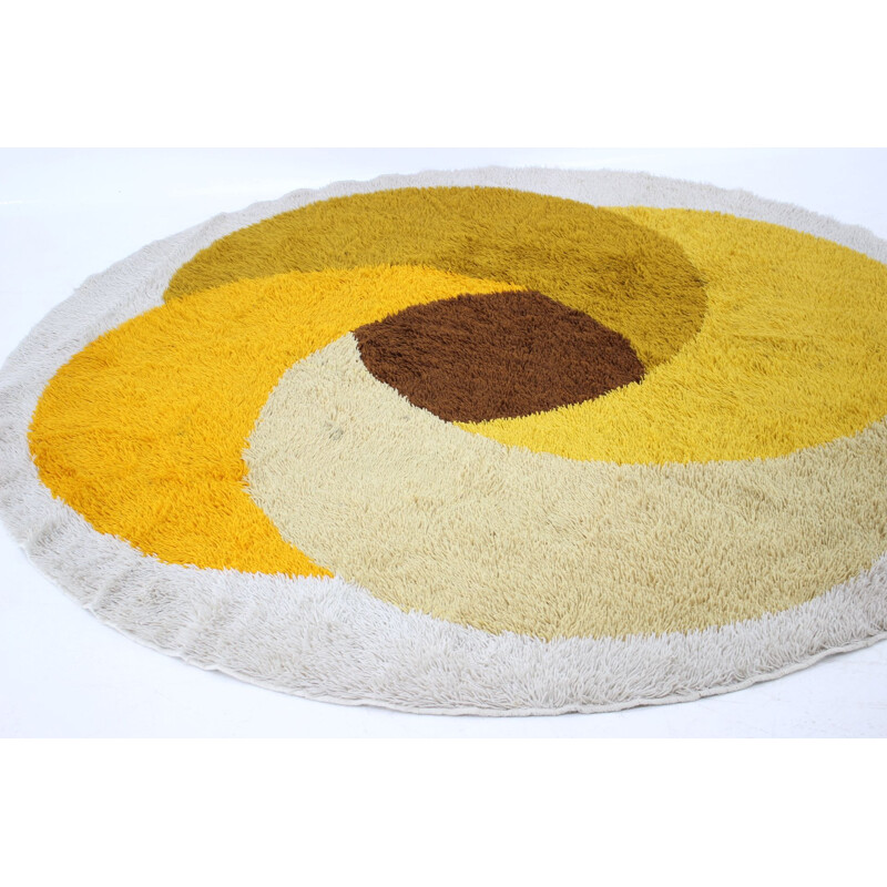 Mid Century Round Carpet  Rug, Denmark, 1960s