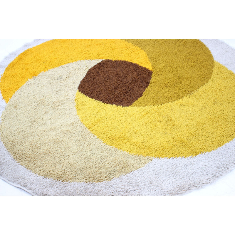 Mid Century Round Carpet  Rug, Denmark, 1960s