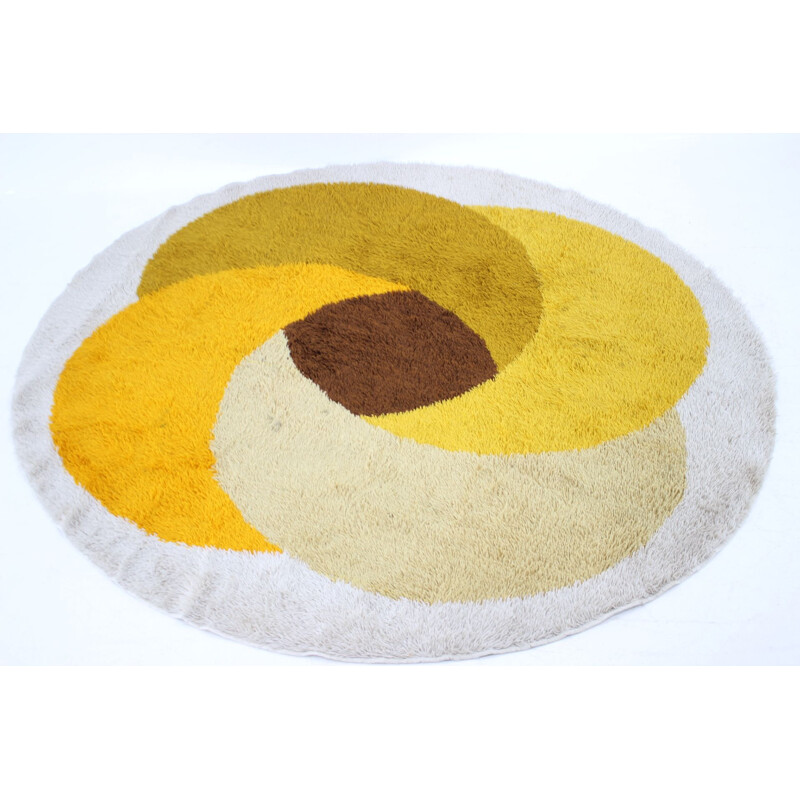 Mid Century Round Carpet  Rug, Denmark, 1960s