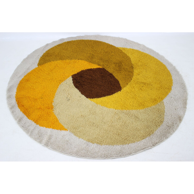 Mid Century Round Carpet  Rug, Denmark, 1960s