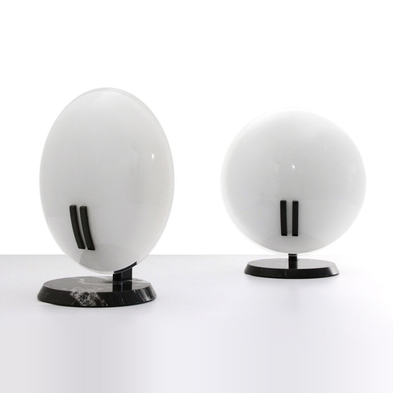 Pair of vintage 'Perla' table lamps by Bruno Gecchelin for Oluce, 1980s