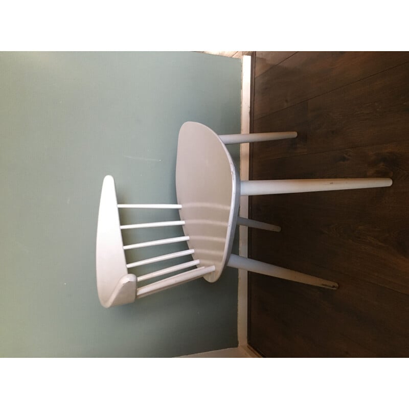 Vintage White Dining Chair by Ejvind A. Johansson for FDB Mobler, Denmark, 1950