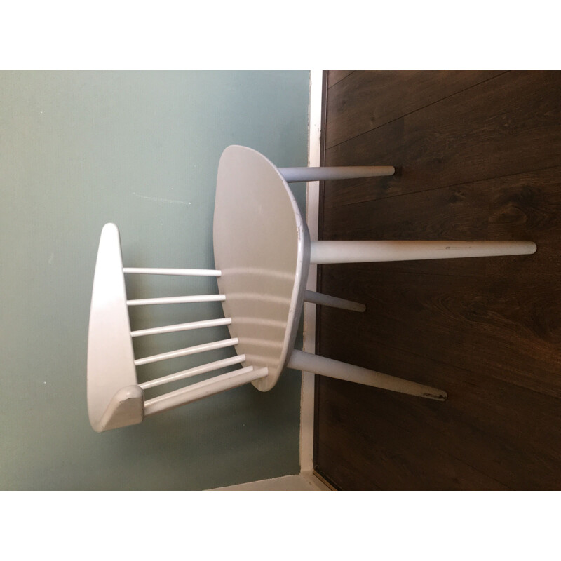 Vintage White Dining Chair by Ejvind A. Johansson for FDB Mobler, Denmark, 1950