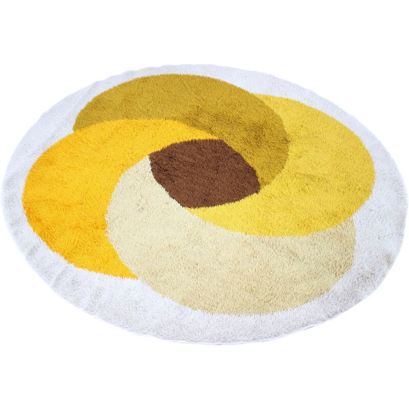 Mid Century Round Carpet  Rug, Denmark, 1960s