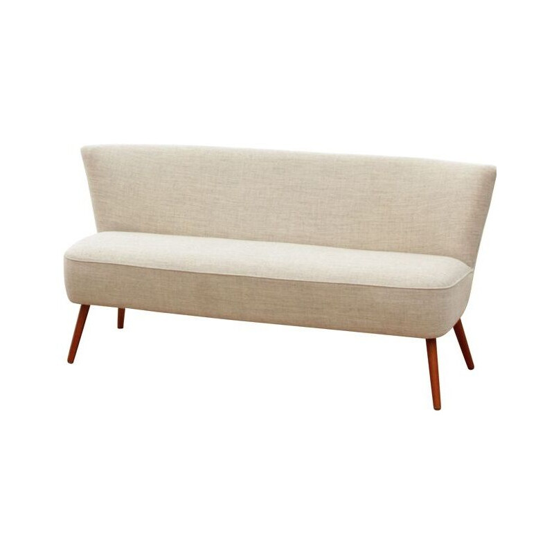 Vintage cocktail bench in pure new wool Kvadrat Molly fabric