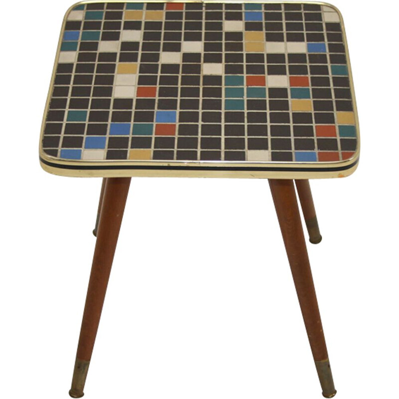 Vintage plant table with mosaic tile top 4 sides 1960s