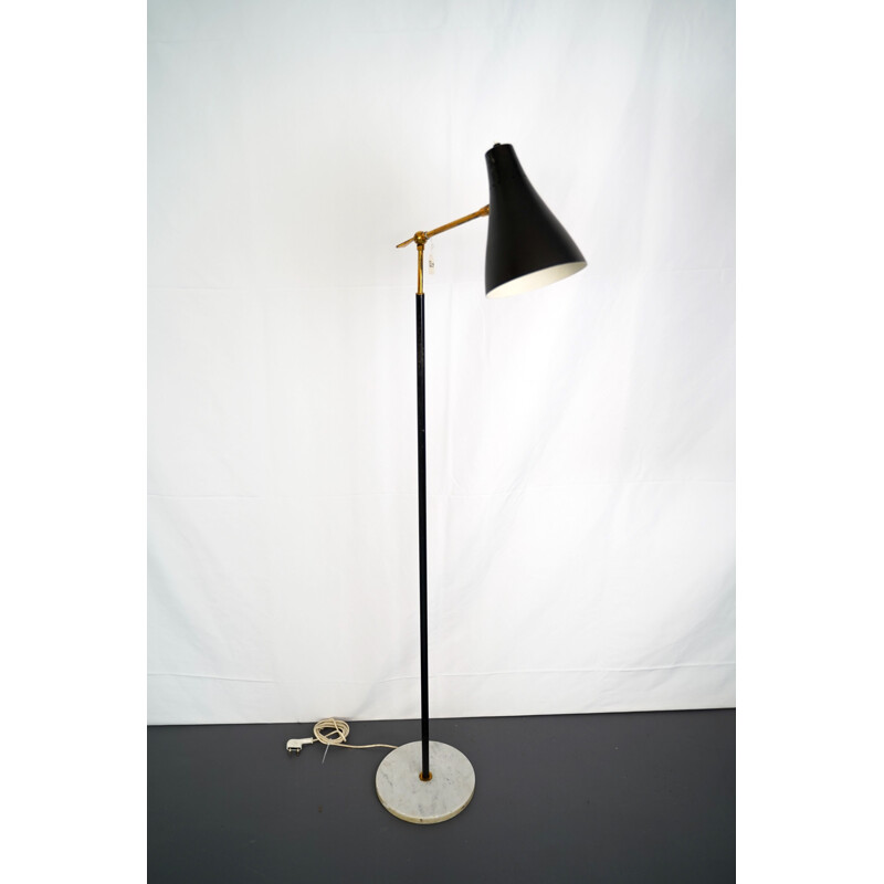 Mid-century brass and marble adjustable floor lamp by Stillovo,Italy 1950s