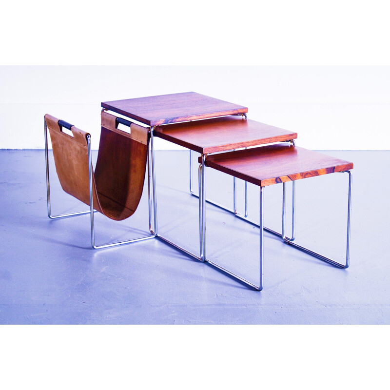 Vintage Brabantia Nesting Tables & Magazine Rack 1960s