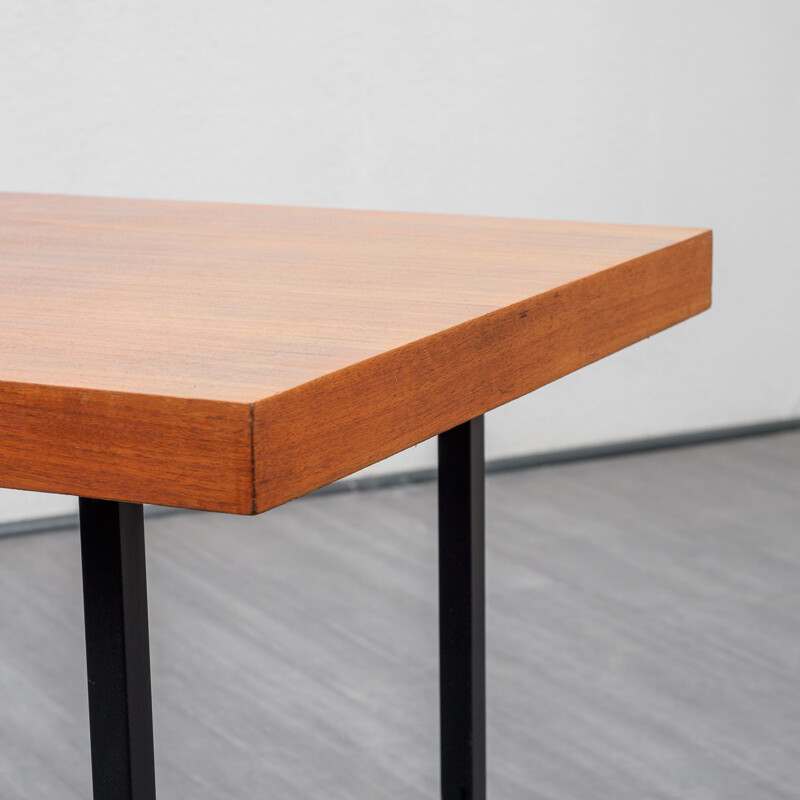 Vintage height-adjustable table, walnut & metal, 1960s