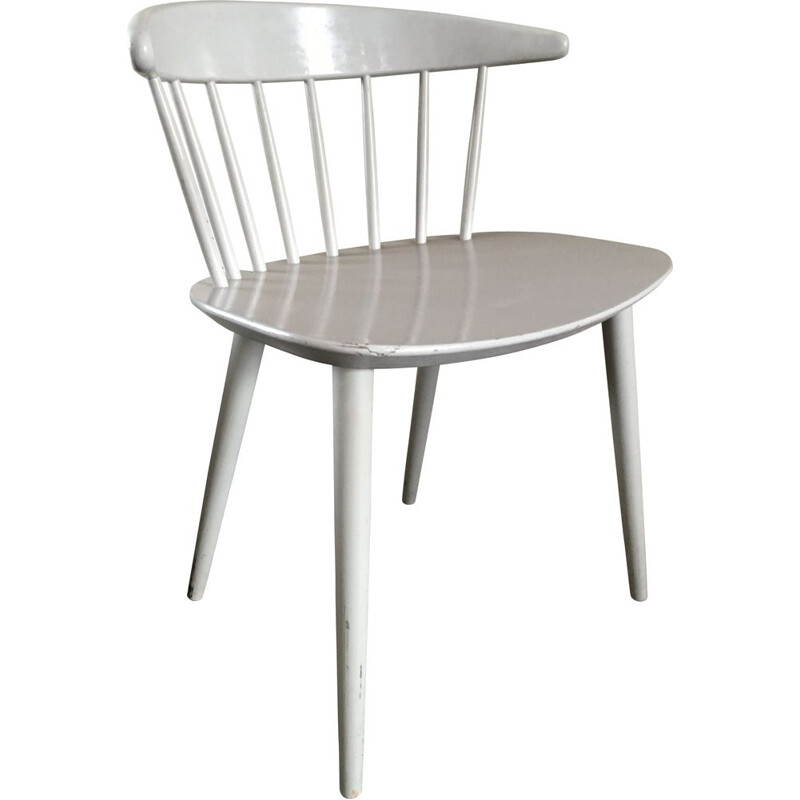 Vintage witte stoel van Ejvind A. Johansson voor FDB Mobler, Denemarken, 1950