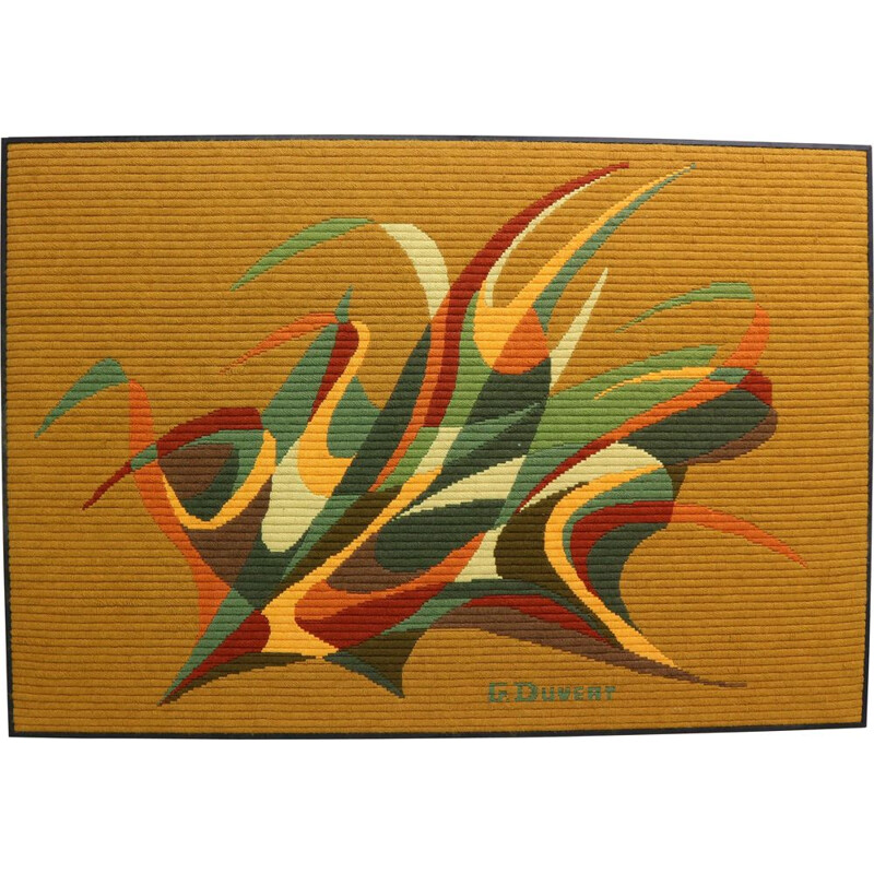 Vintage Abstract Art Tapestry by G. Duvert, France, 1970