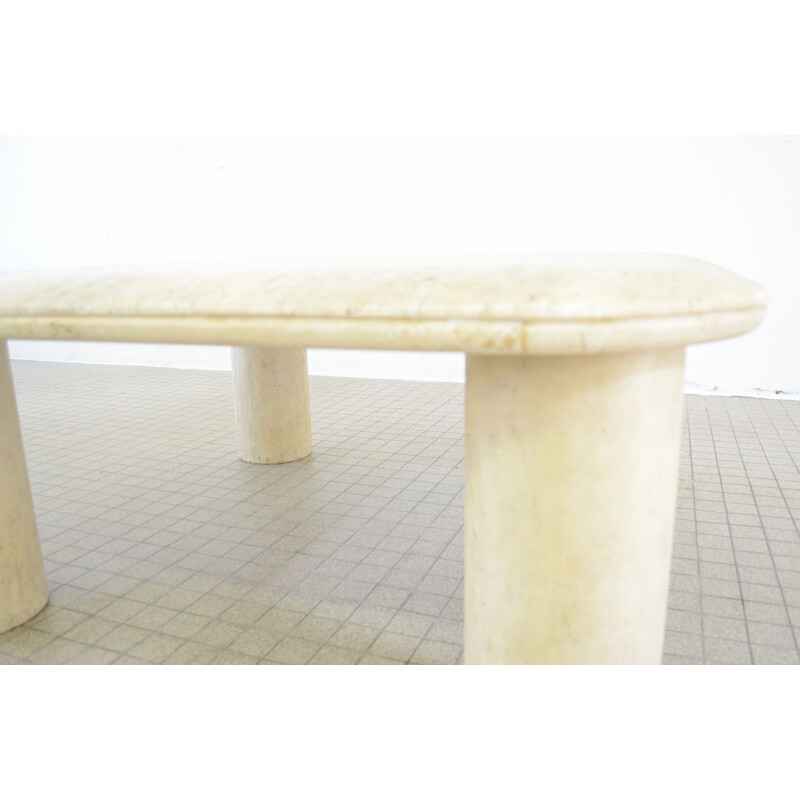 Table basse vintage en travertin, italienne, 1970