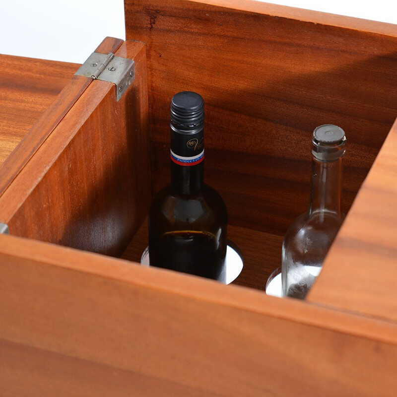 Large side table in wood with bar - 1970