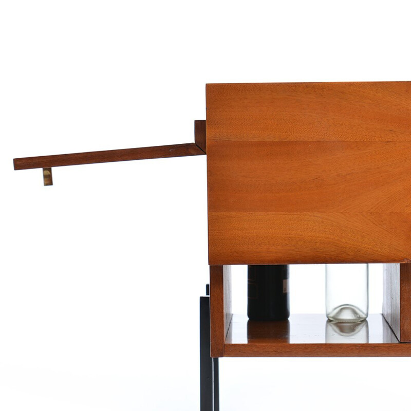 Large side table in wood with bar - 1970