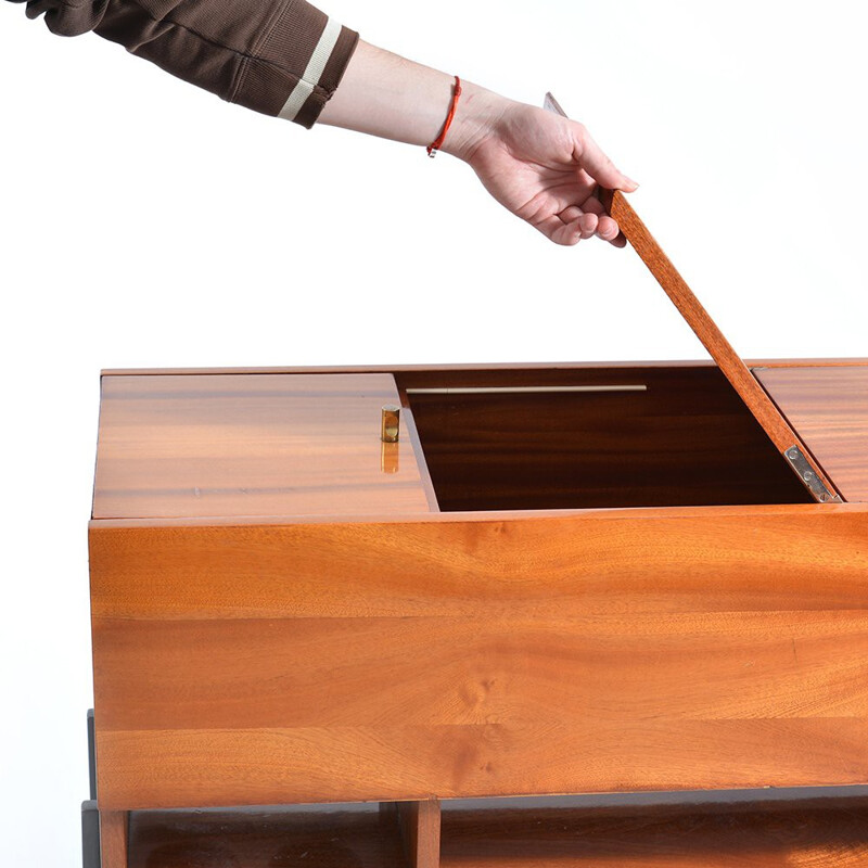 Large side table in wood with bar - 1970