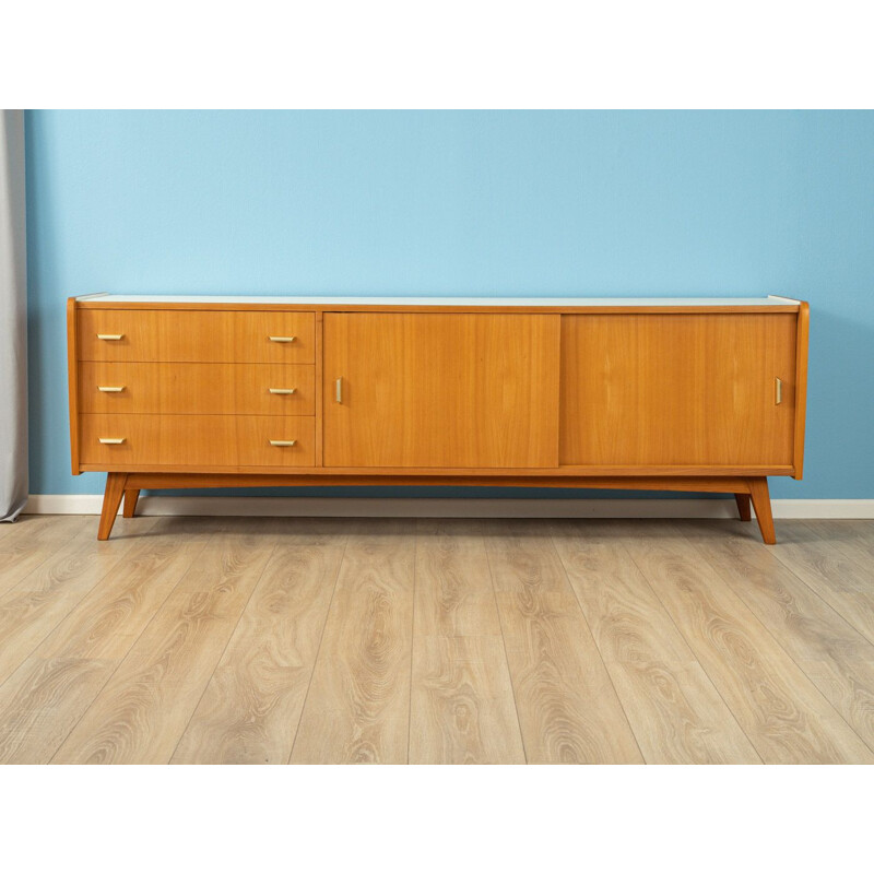 Vintage sideboard ash veneer with 2 sliding doors, a shelf, 3 drawers  1950s