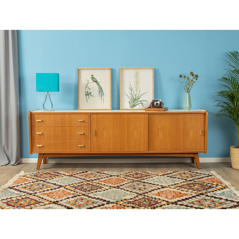 Vintage sideboard ash veneer with 2 sliding doors, a shelf, 3 drawers  1950s