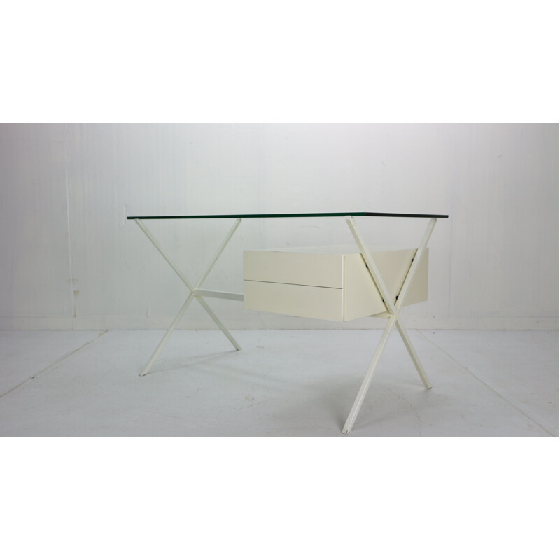 Vintage Writing Desk for Knoll International, Franco Albini Glass & Metal 1949