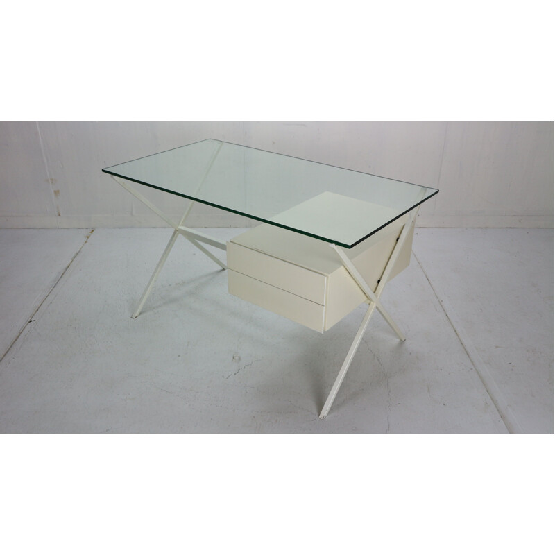 Vintage Writing Desk for Knoll International, Franco Albini Glass & Metal 1949