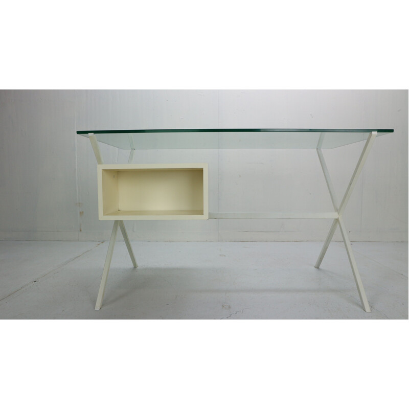 Vintage Writing Desk for Knoll International, Franco Albini Glass & Metal 1949